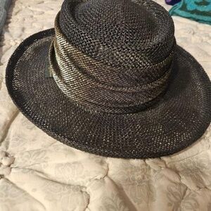 CHI CHI a classic black straw with subtle gold straw band.. fits  S/M